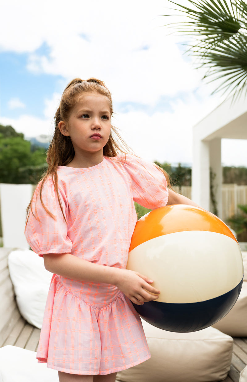 Petit Blush Puff Sleeve Blouse Pink Neon Orange