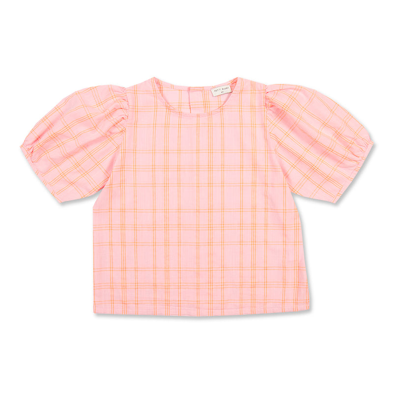 Petit Blush Puff Sleeve Blouse Pink Neon Orange