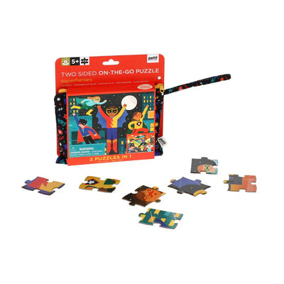 Petit Collage Tweezijdige Puzzel On-The-Go Superhelden