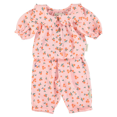 Piupiuchick Baby Blouse With Sailor Collar Pink Flowers