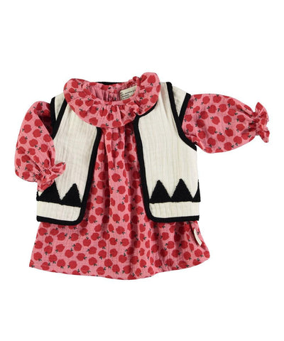 Piupiuchick Baby dress with red apples Light Pink