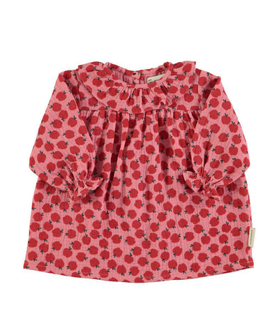 Piupiuchick Baby dress with red apples Light Pink