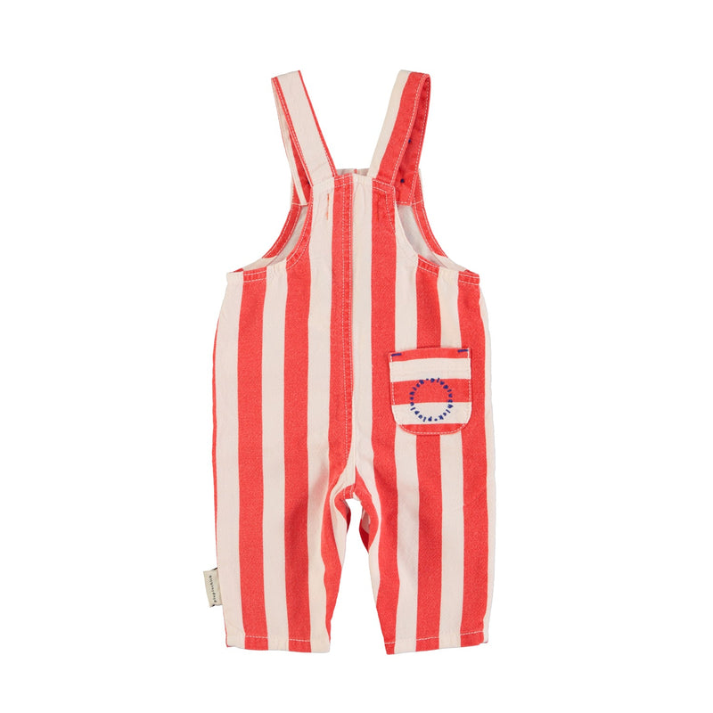 Piupiuchick Baby Dungarees Red/White Stripes With Eighties Print