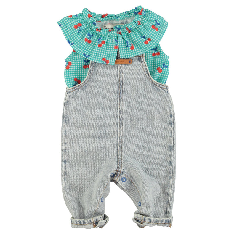 Piupiuchick Baby Dungarees Washed Blue Denim