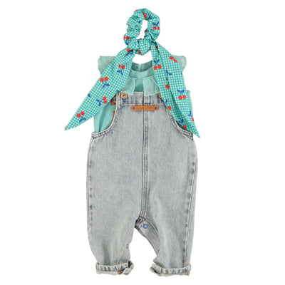 Piupiuchick Baby Dungarees Washed Blue Denim