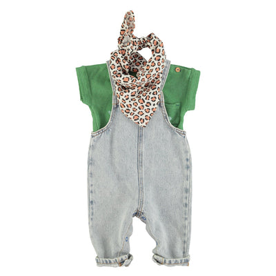 Piupiuchick Baby Dungarees Washed Blue Denim