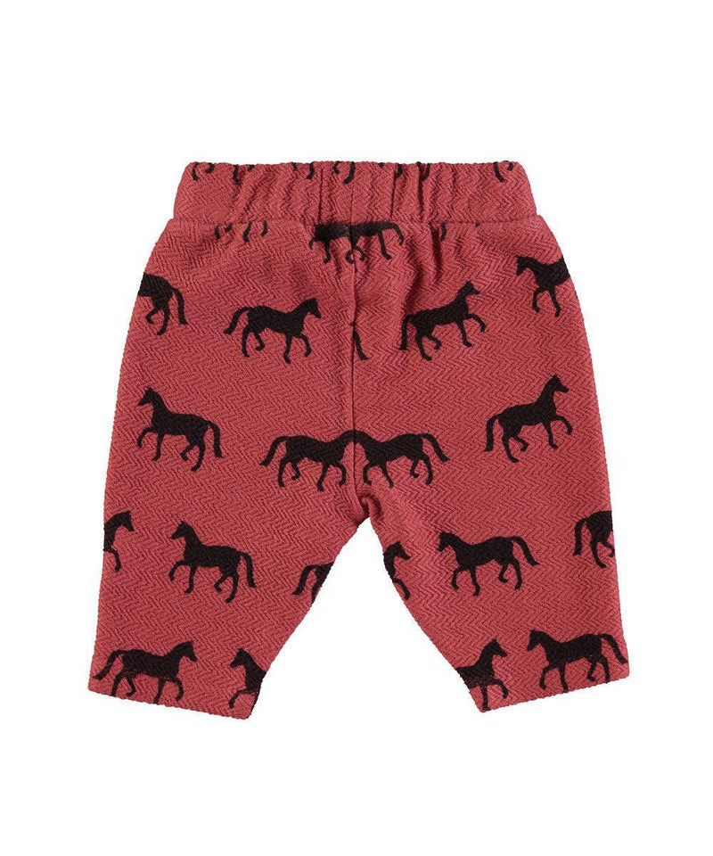 Piupiuchick Baby Jogging Pants Black Horses Old Pink