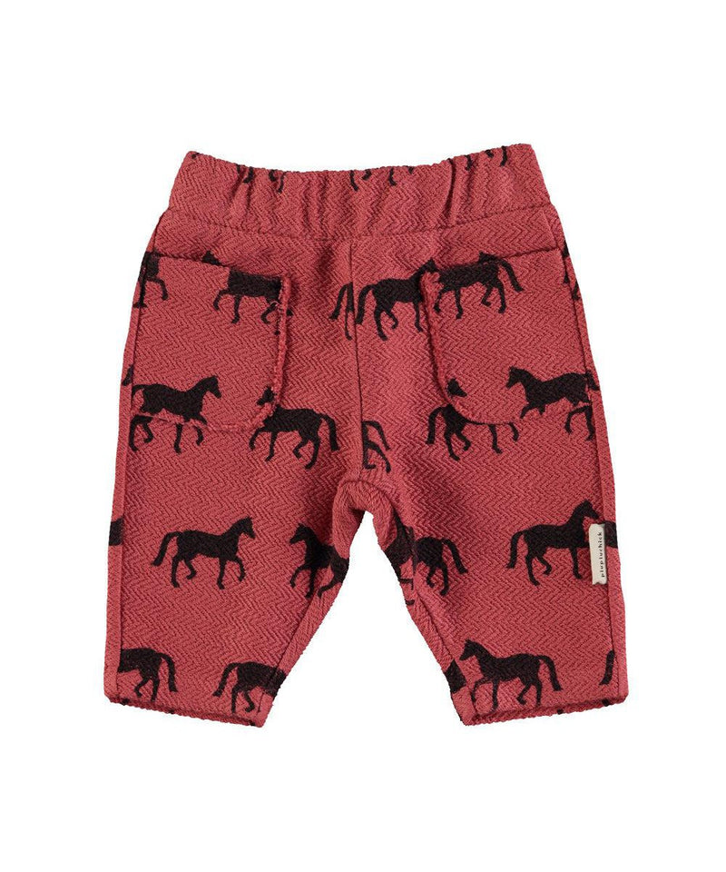 Piupiuchick Baby Jogging Pants Black Horses Old Pink