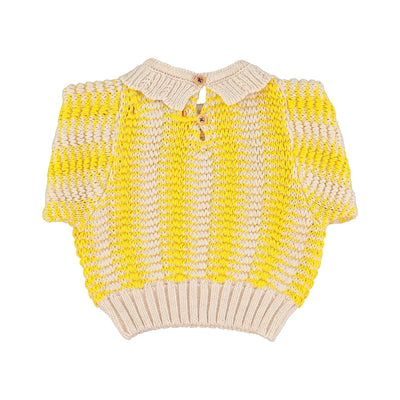 Piupiuchick Baby Knitted Blouse With Collar Ecru & Yellow