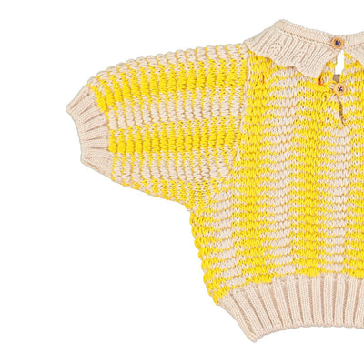 Piupiuchick Baby Knitted Blouse With Collar Ecru & Yellow