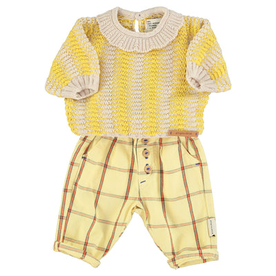 Piupiuchick Baby Knitted Blouse With Collar Ecru & Yellow