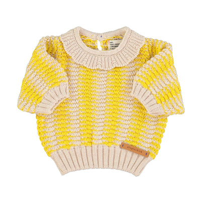 Piupiuchick Baby Knitted Blouse With Collar Ecru & Yellow