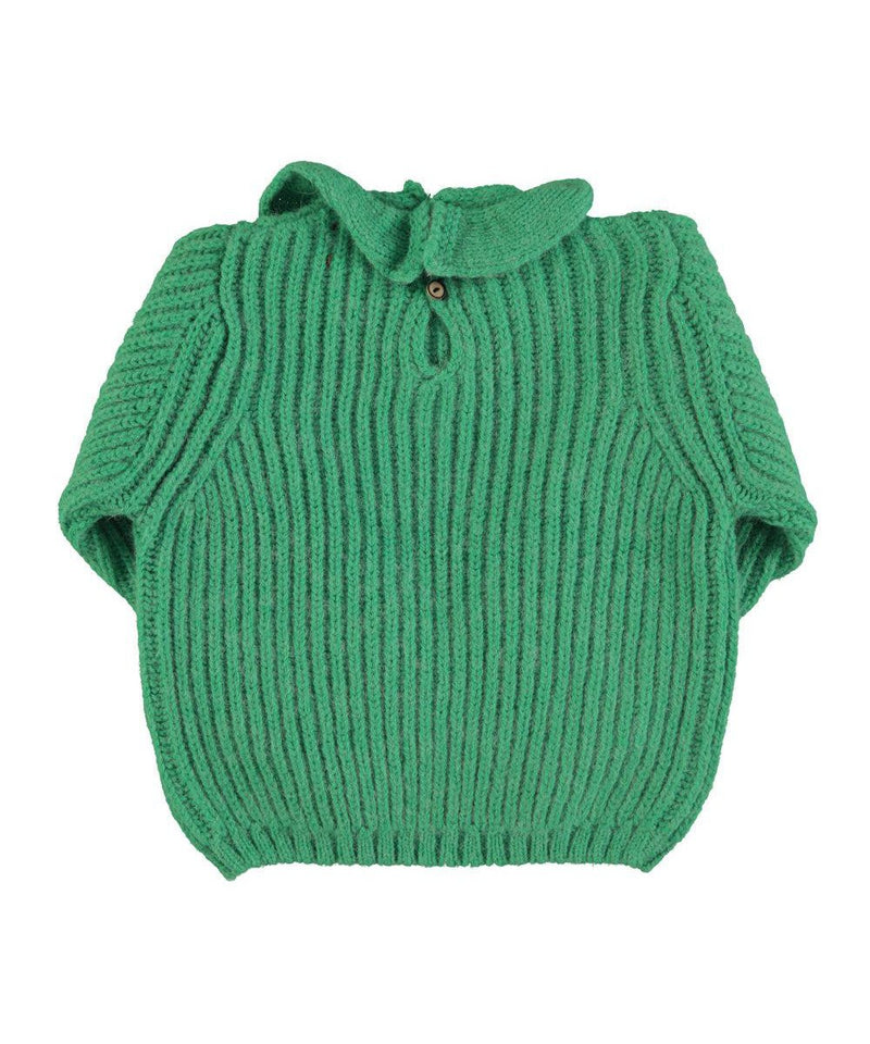 Piupiuchick Baby Knitted Collar Sweater Green