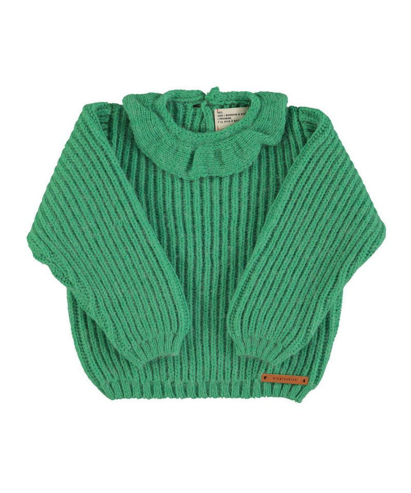 Piupiuchick Baby Knitted Collar Sweater Green