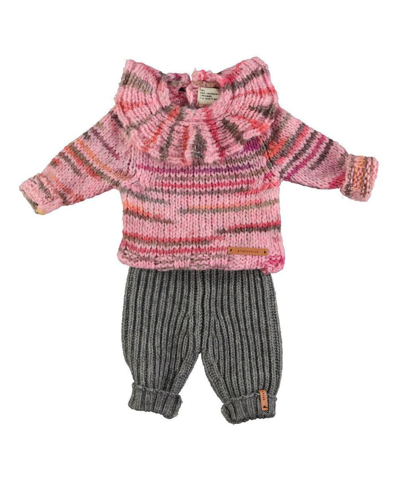 Piupiuchick Baby Knitted Collar Sweater Multicolor/Pink