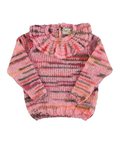 Piupiuchick Baby Knitted Collar Sweater Multicolor/Pink