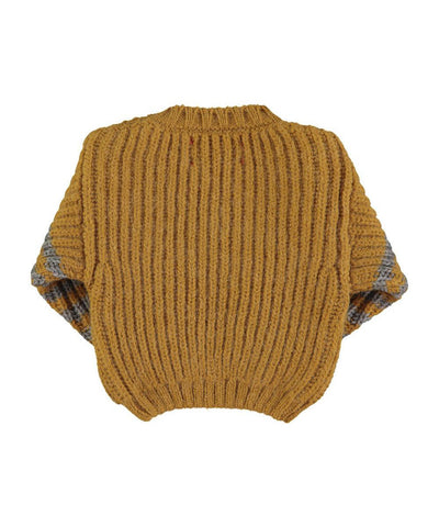 Piupiuchick Baby Knitted Sweater Camel & Grey Stripes