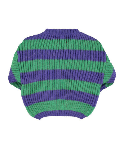 Piupiuchick Baby Knitted Sweater Green & Purple Stripes