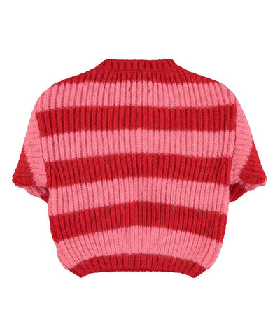 Piupiuchick Baby Knitted Sweater Red & Pink Stripes