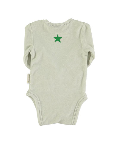 Piupiuchick Baby Long Sleeve Body Light Grey/Green Clover Print