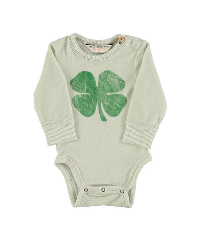 Piupiuchick Baby Long Sleeve Body Light Grey/Green Clover Print