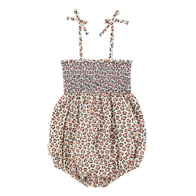 Piupiuchick Baby Romper Ecru Animal Print