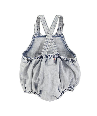 Piupiuchick Baby Romper Washed Light Blue Denim