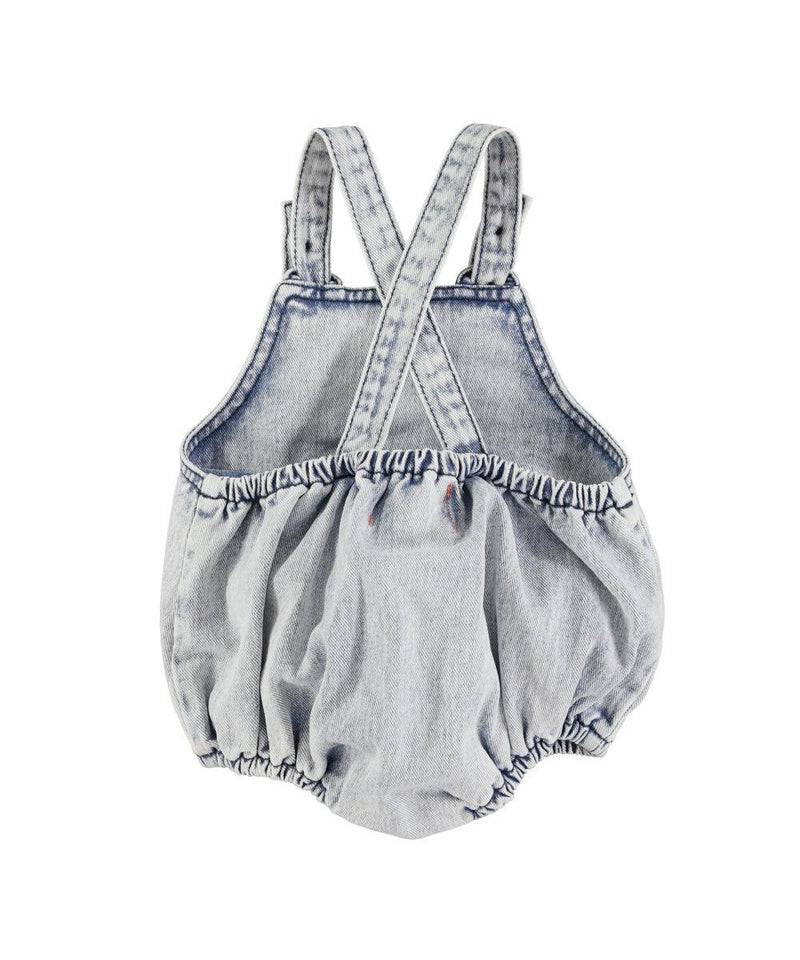 Piupiuchick Baby Romper Washed Light Blue Denim