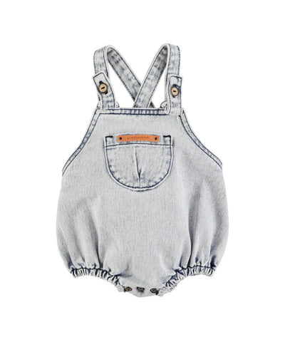 Piupiuchick Baby Romper Washed Light Blue Denim