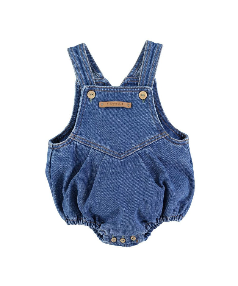 Piupiuchick Baby Romper Washed Navy Denim