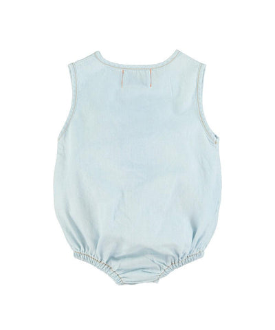 Piupiuchick Baby Sleeveless Baby Romper Light Blue Chambray