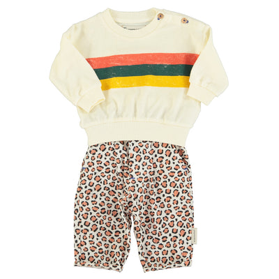 Piupiuchick Baby Sweatshirt Ecru With Multicolor Stripes Print