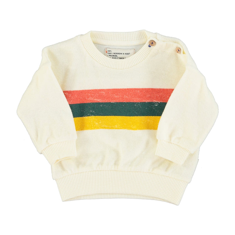 Piupiuchick Baby Sweatshirt Ecru With Multicolor Stripes Print