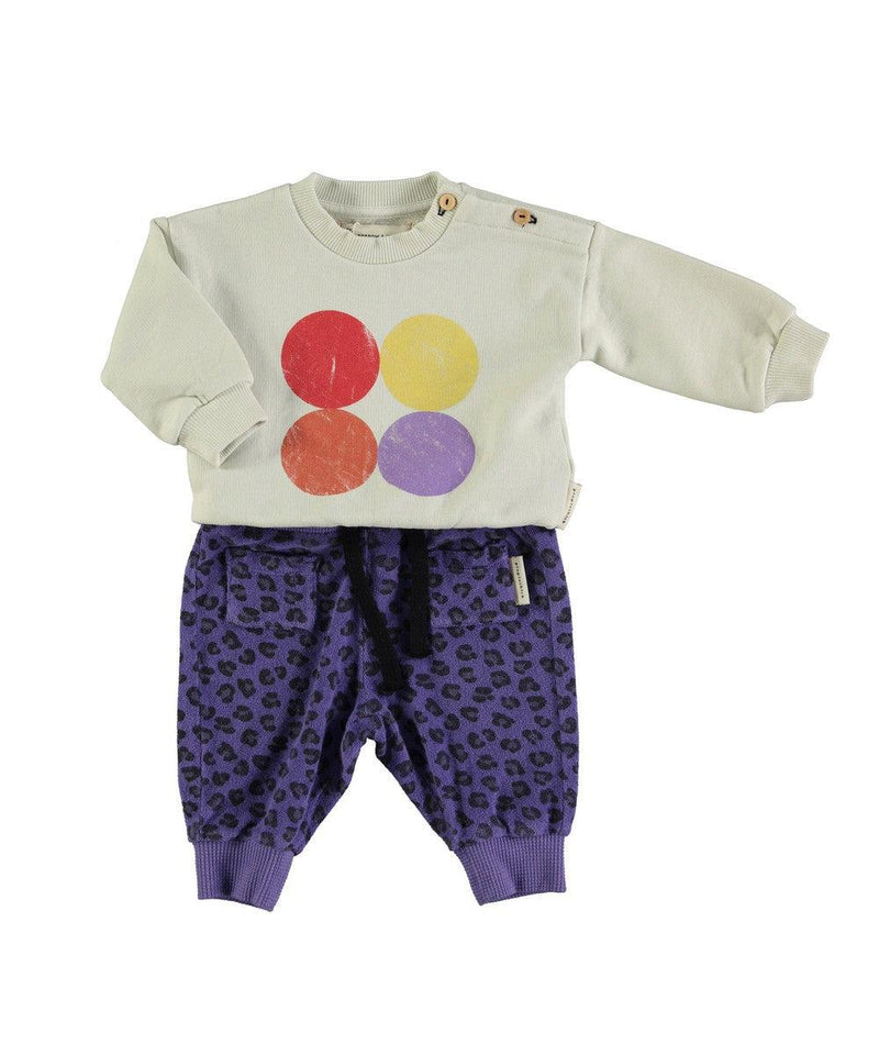 Piupiuchick Baby Sweatshirt Ecru/Multicolor Circles Print