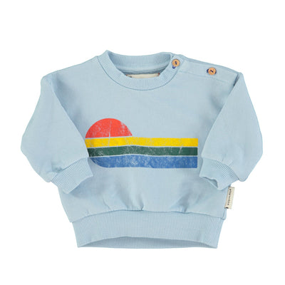 Piupiuchick Baby Sweatshirt Light Blue With Multicolor Wave Print