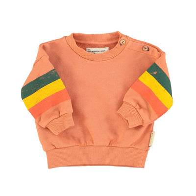 Piupiuchick Baby Sweatshirt Peach With Multicolor Stripes