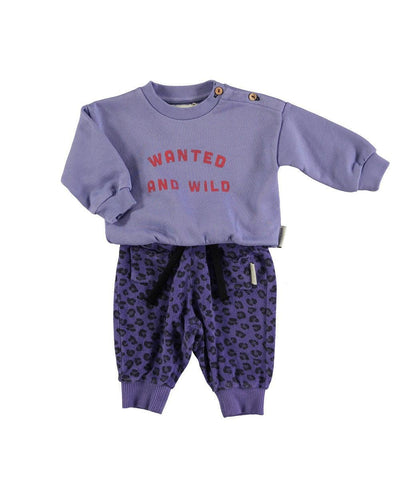 Piupiuchick Baby Sweatshirt Purple "Wanted & Wild" Print