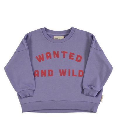 Piupiuchick Baby Sweatshirt Purple "Wanted & Wild" Print