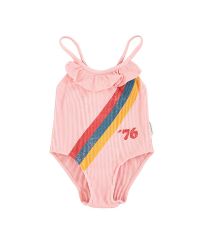 Piupiuchick Baby Swimsuit with Ruffles Pink Multicolor
