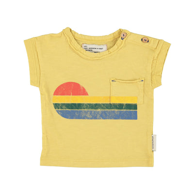 Piupiuchick Baby T-shirt Yellow With Multicolor Wave Print