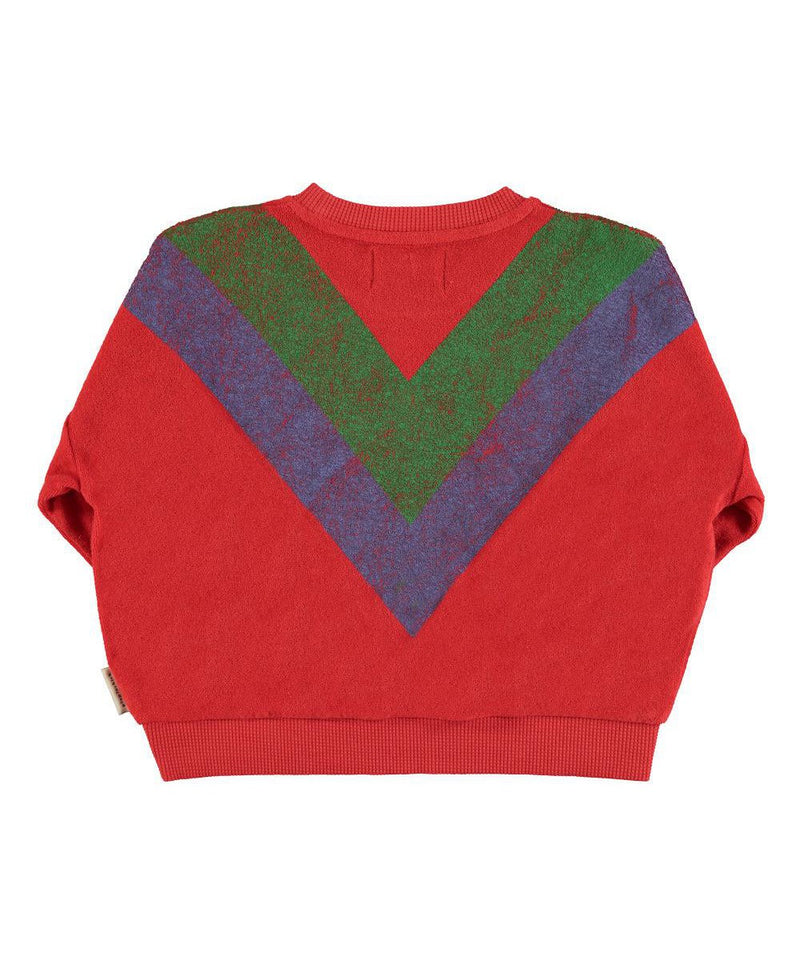 Piupiuchick Baby Terry Cotton Sweatshirt Red/Multicolor Triangle Print