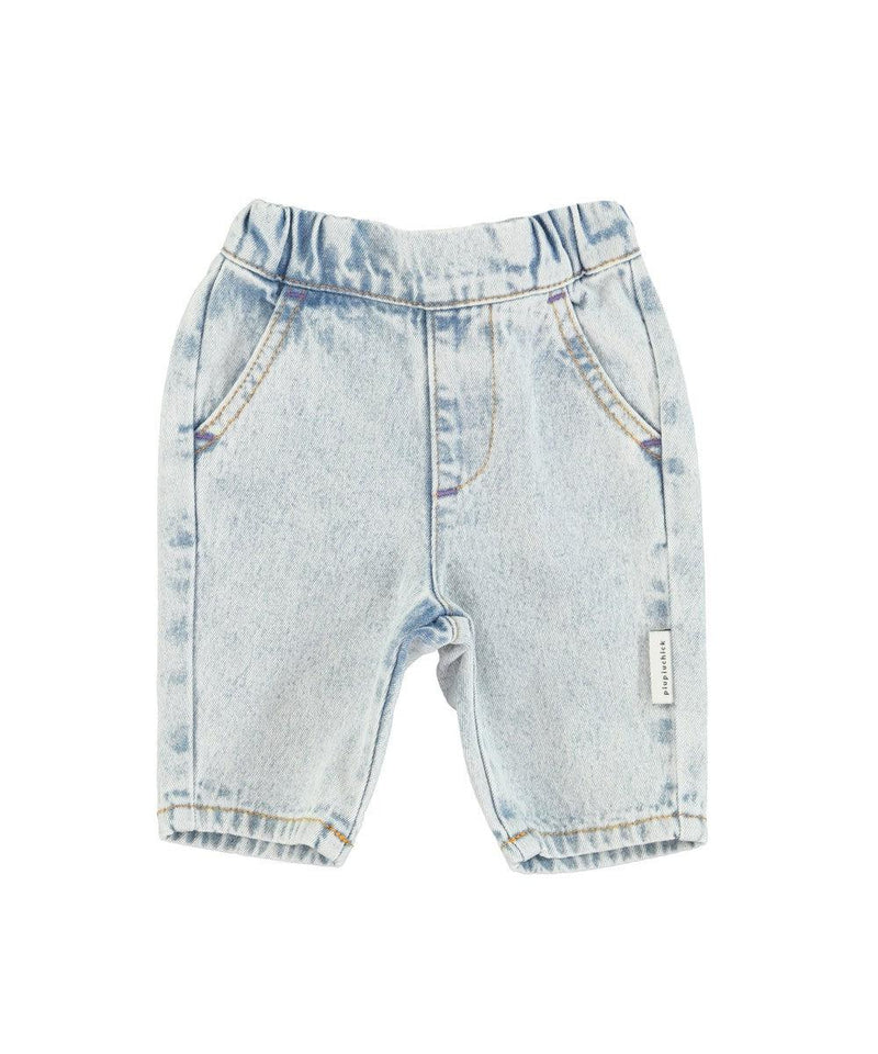 Piupiuchick Baby Trousers Washed Blue Denim