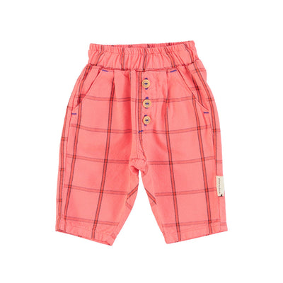 Piupiuchick Baby Unisex Trousers Pink Checkered