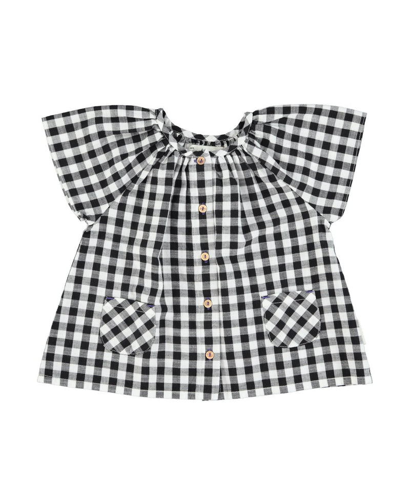 Piupiuchick Blouse with Butterfly Sleeves Checkered