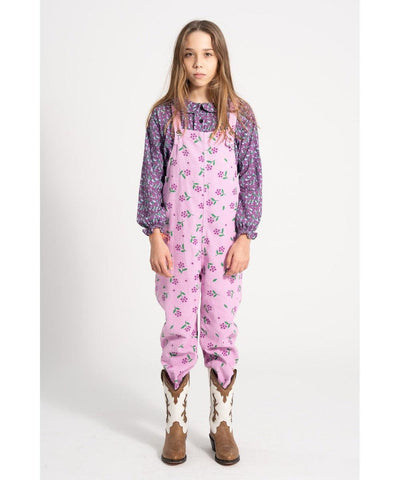 Piupiuchick Dungarees With Flowers allover Pink