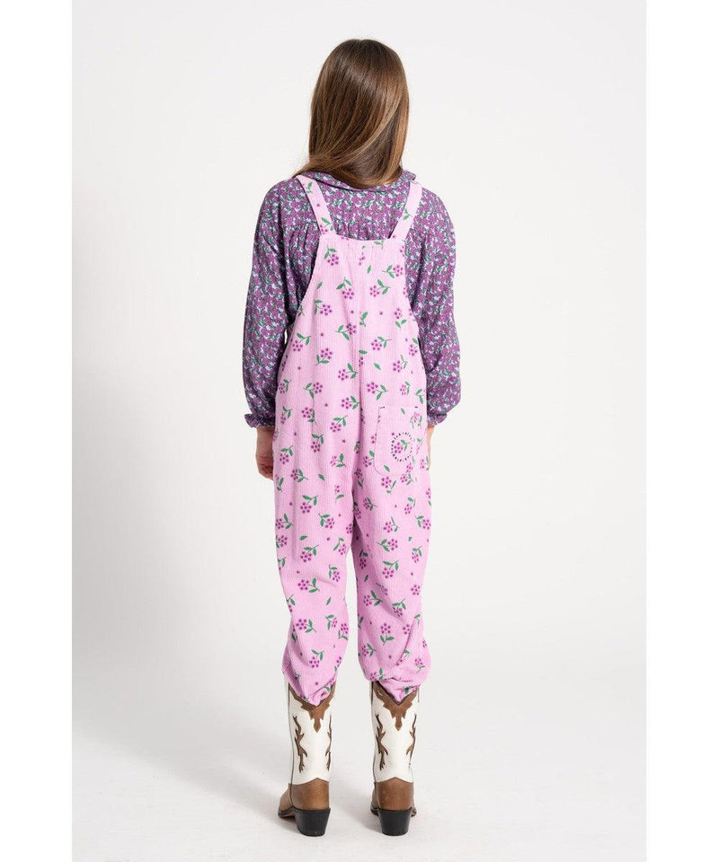 Piupiuchick Dungarees With Flowers allover Pink