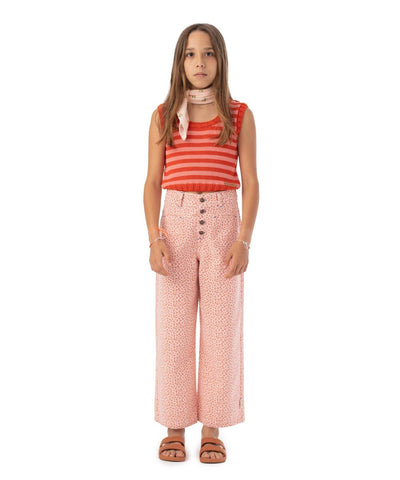 Piupiuchick Flare Trousers Light Pink with Animal Print