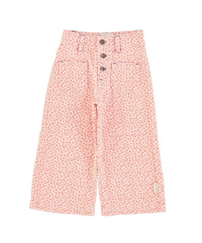 Piupiuchick Flare Trousers Light Pink with Animal Print