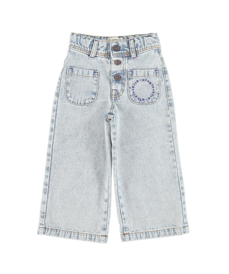 Piupiuchick Flare Trousers Washed Blue Denim