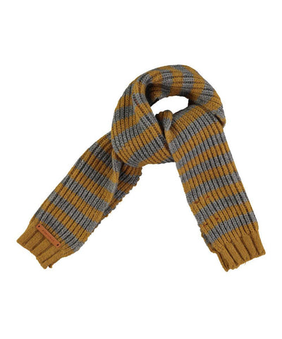 Piupiuchick Knitted scarf Camel & Grey Stripes